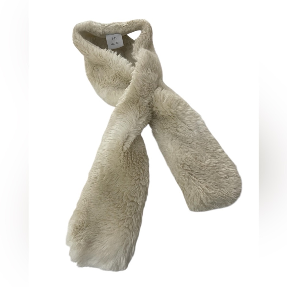 RH fashion faux fur scarf pull through in winter white color.